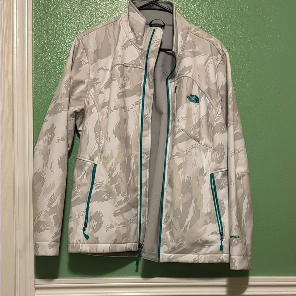 The North Face Camouflage Jacket with Teal Accents - Picture 1 of 5
